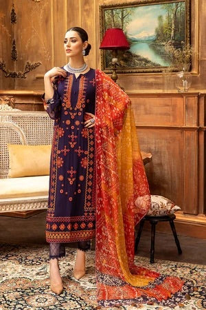 3 Pc Unstitched Embroidered Chiffon with Dupatta VSL-09