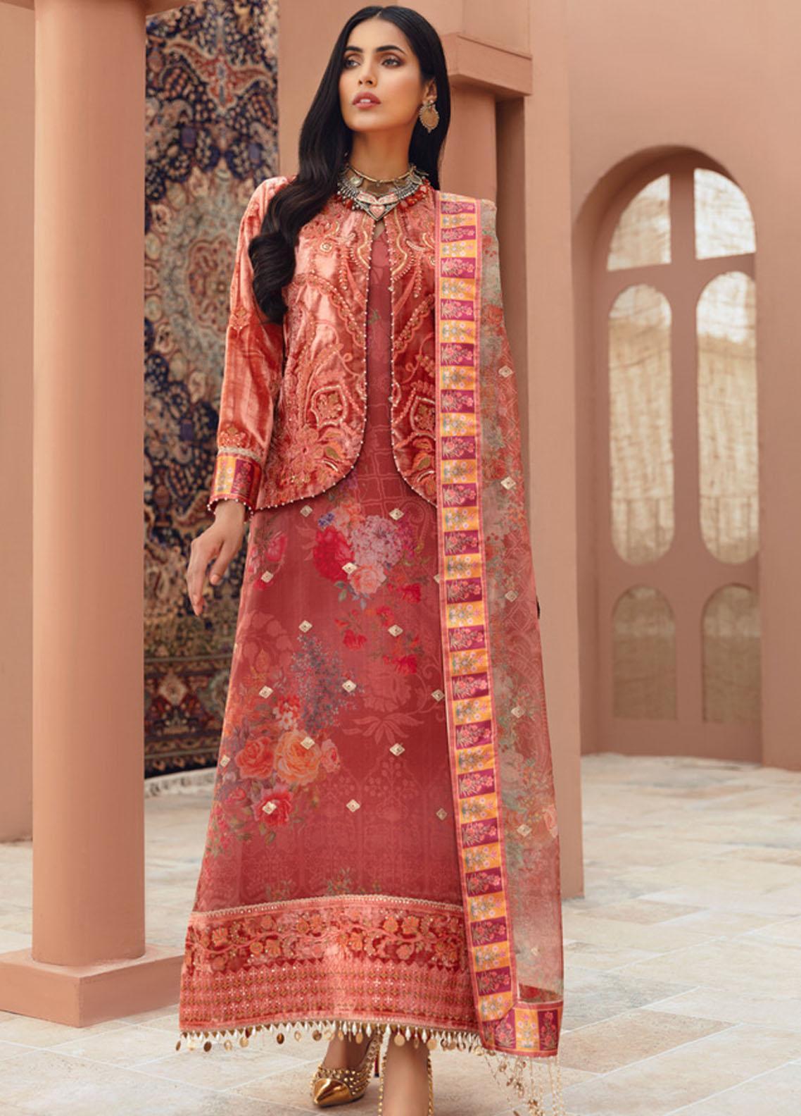 Noor by Saadia Asad Embroidered Velvet Suits Unstitched 3 Piece SA21NS D-04 - Winter Collection