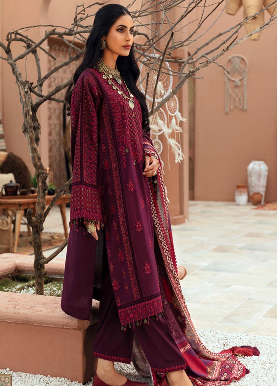 Noor by Saadia Asad Embroidered Linen Suits Unstitched 3 Piece SA21NS D-01 - Winter Collection